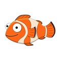 Cute cartoon clown fish. Vector illustration on white b Royalty Free Stock Photo