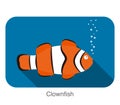 Cute cartoon Clownfish flat icon design vector