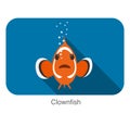 Cute cartoon Clownfish flat icon design vector