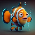 Cute Cartoon Clownfish Illustration By Generative AI