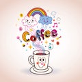 Cute cartoon coffee cup illustration