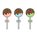 Cute cartoon colorful cake pops set illustration