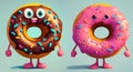 Cute Cartoon colorful Donut Character, generative Ai