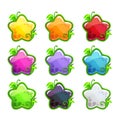 Cute cartoon colorful glossy stars set.