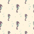 Cute cartoon colorful seahorses seamless pattern background illustration Royalty Free Stock Photo