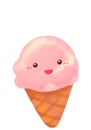 Cute cartoon cone ice cream summer cold happy sweet treat doodle illustration