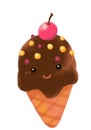 Cute cartoon cone ice cream summer cold happy sweet treat doodle illustration