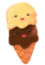 Cute cartoon cone ice cream summer cold happy sweet treat doodle illustration