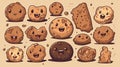 Cute cartoon cookies with different emotions