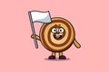 Cute cartoon Cookies character with white flag