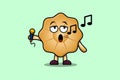 Cute cartoon Cookies singer character holding mic