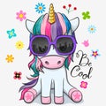 Cute Cartoon Cool unicorn Royalty Free Stock Photo