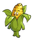 Cute Cartoon Corn Character. Isolated vector Happy Vegetable symbol. Eco Food icon