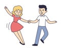 Cute cartoon couple dancing Lindy hop