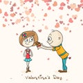 Cute cartoon couple for Happy Valentines Day celebration.