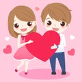 Cute cartoon couple take heart