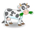 Cute cartoon cow eating grass Royalty Free Stock Photo