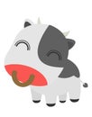 Cute cartoon cow illustration,Vector flat cartoon character illustration icon design. Isolated on white background, Cow concept. Royalty Free Stock Photo