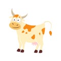 Cute cartoon cow. Isolated on white background. Vector illustration. Royalty Free Stock Photo