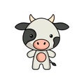 Cute cartoon cow logo template on white background. Mascot animal character design of album, scrapbook, greeting card, invitation