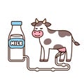 Cute cartoon cow milking Royalty Free Stock Photo