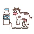 Cute cartoon cow milking