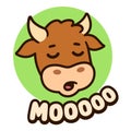 Cute cartoon cow saying Moo