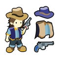 Cute cartoon cowboy with costumes Royalty Free Stock Photo