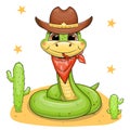 Cute cartoon cowboy snake.