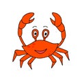 Cute cartoon crab isolated on white background Royalty Free Stock Photo