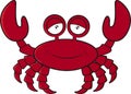 Cute cartoon crab smiling and holding its claws in the air