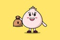 Cute cartoon Crazy rich Dim sum with money bag