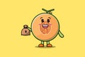 Cute cartoon Crazy rich Melon with money bag