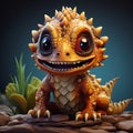 Cartoonlike Animatronic Baby Lizard With Realistic Fantasy Artwork Royalty Free Stock Photo