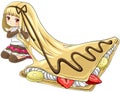 Cute cartoon crepe nymph, the goddess of dessert, create by vector