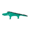 Cute cartoon crocodile in doodle vector style. Simple and adorable smiling alligator illustration. Royalty Free Stock Photo