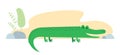 Cute cartoon crocodile. Drawing african baby wild animal alligator. Kind smiling jungle safari croc. Vector creative Royalty Free Stock Photo