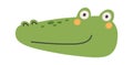 Cute cartoon crocodile flat icon