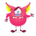 Cute cartoon crying sad monster with one eye Royalty Free Stock Photo