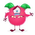 Cute cartoon crying sad monster with one eye cyclops Royalty Free Stock Photo