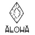 Cute cartoon crystal doodle image. Aloha monogram. Crystal logo. Media highlights graphic symbol