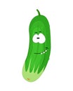 Cute cartoon cucumber isolated on white background. Vector illustration