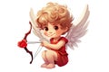 Cute cartoon cupid. Cupid with bow and an arrow in shape of heart. Little angel with wings. love and Valentine\'s day symbol