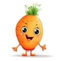 Cute cartoon 3d character carrot with eyes on white background