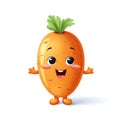 Cute cartoon 3d character carrot with eyes on white background