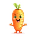 Cute cartoon 3d character carrot with eyes on white background