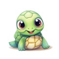 Cute cartoon 3d character turtle on white background