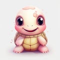 Cute cartoon 3d character turtle on white background