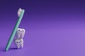 Cute cartoon 3D tooth and toothbrush render