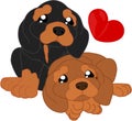 Cute cartoon dachshunds
